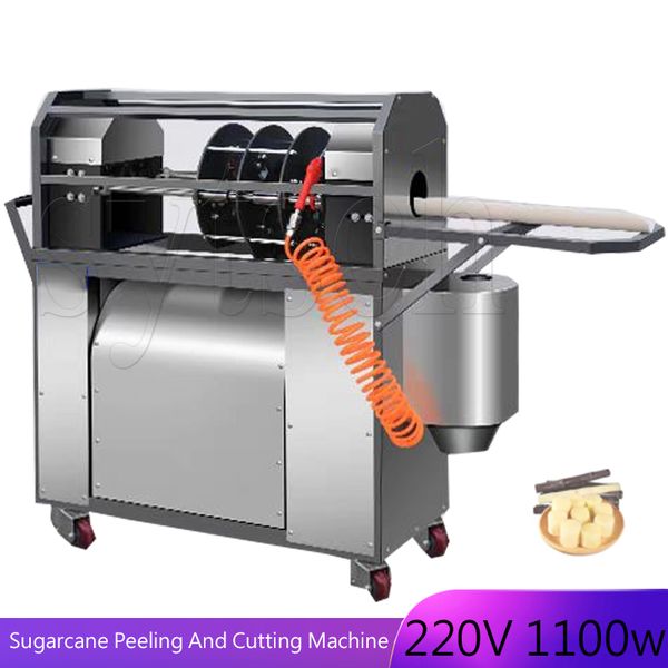 Electric sugarcane peeling and cutting machine, 220V commercial stainless steel equipment
