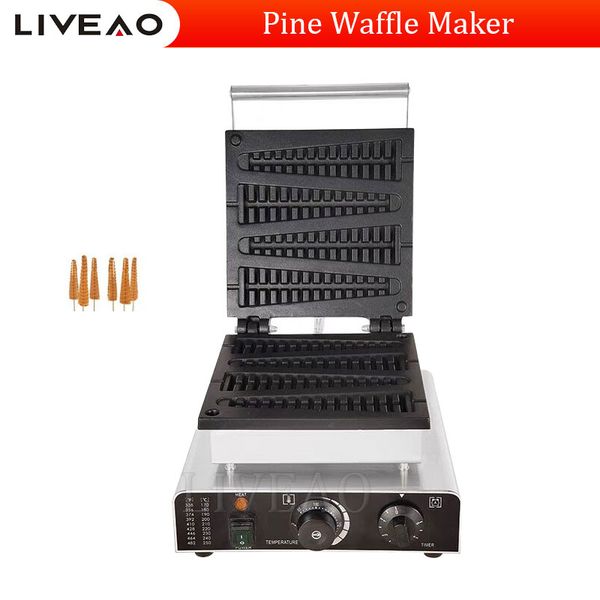 Commercial Pine Waffle Maker Machine With Pine Tress Shape Lolly Waffle Maker Electric Lollipop Waffle Machine