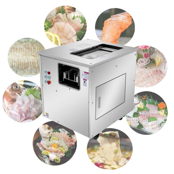 Compact electric meat slicer for frozen poultry, fish, and pork, dicing bones and meat into cubes