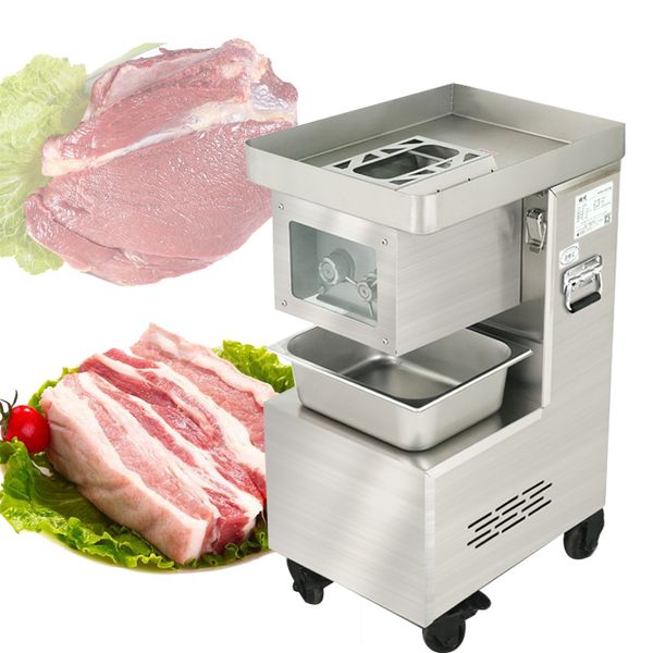 Automatic Electric Meat Slicer Stainless Steel Multi-function Commercial Meat Slicer Shredded Pork Diced Meat Machine 220V