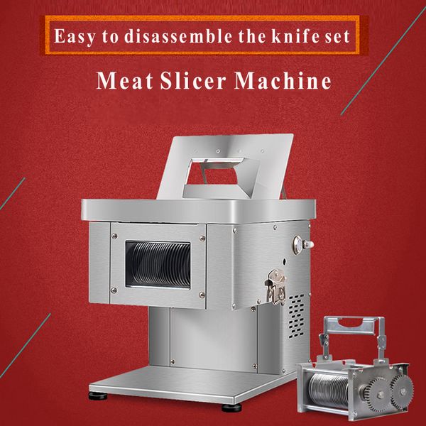 220V Electric Meat Slicer for Mutton, Beef, Lamb Rolls, Vegetables and Bread with Stainless Steel Mincer