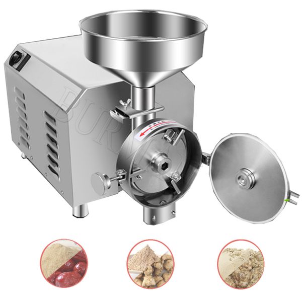 110V and 220V commercial grain mills for grinding chili powder, sesame, and spices with stainless steel construction at competitive prices