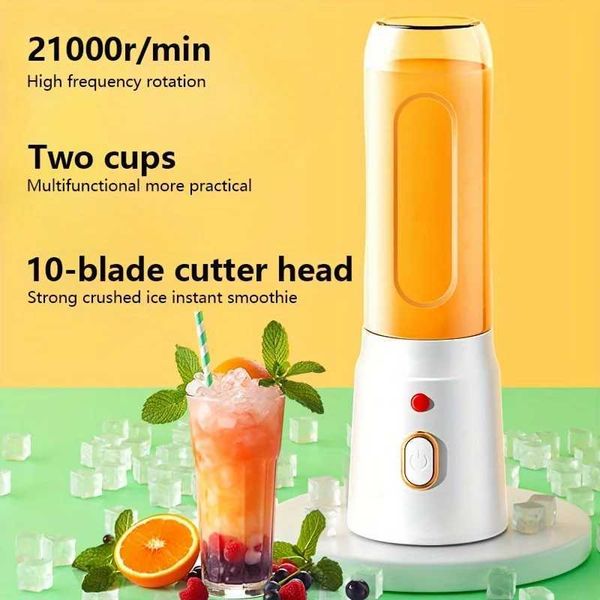 Juicers Portable Blender Bottle Fruit Juicer 500ML Personal Lemon Blender with 6 Blades BPA Free Kitchen Automatic Fresh Squeezer TravelL464