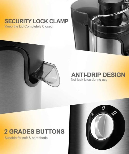 Juicers 600W Juicer with 3.5 Wide Chute for Whole Fruits and Veg Juice Extractor with 3 Speeds BPA Free Easy to CleanSlverL464