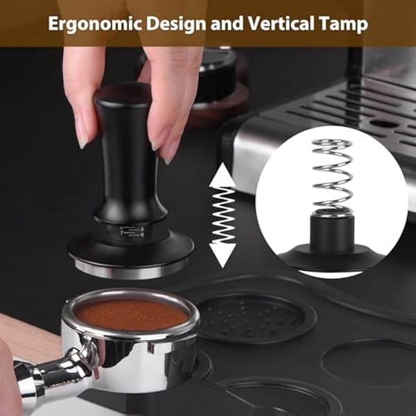 Espresso Tamper,Coffee Tamper For Espresso Machine,Depth-Adjustable Espresso Tamp Loaded Tamper, Hand Tampers