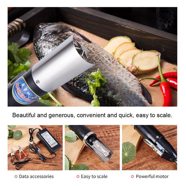 120W Electric Fish Scaler Fishing Scale Fish Cleaning Tools Fish Scale Remover Fish Scales Scraper Descaler Seafood Cleaner Tool