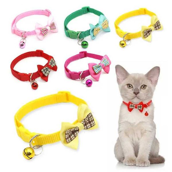 10-1pcs pet collars pet bow bell collars cute cat collars pet supplies multicolor adjustable pet dressing tool pet accessoriesc241010