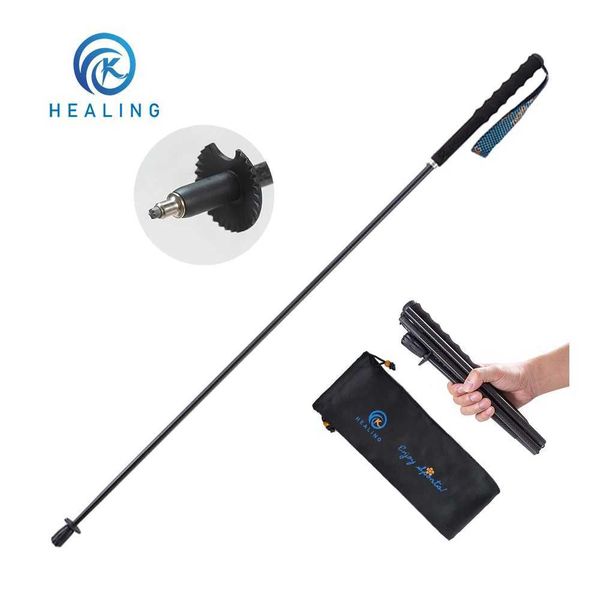 trekking poles folding hiking pole full of 100% carbon 3k ultra light five section black half hiking portable hiking pole y240704kh5h