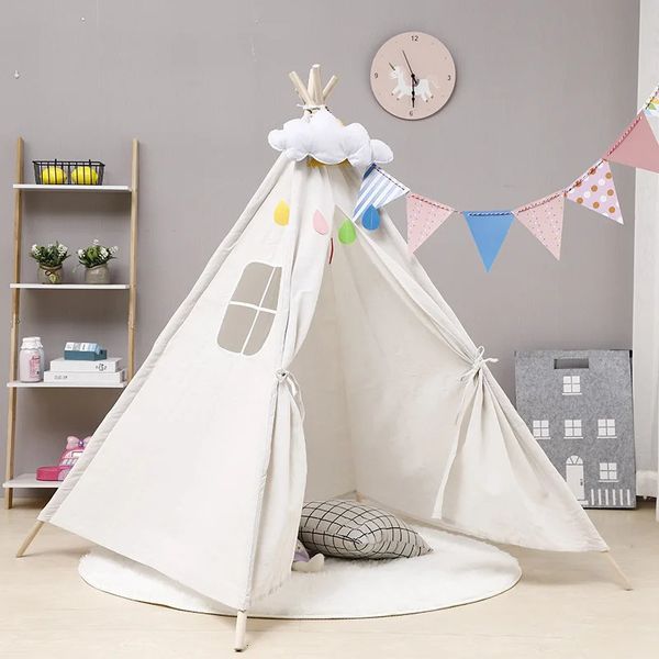 Kids Tent Teepee For Children Portable Tipi Infantil House Girl Tents Decoration Carpet LED Lights 240905