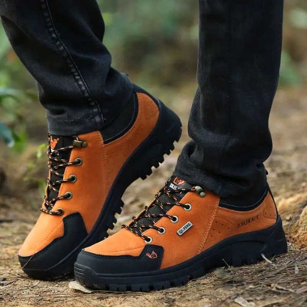 hiking shoes orange suede leather hiking shoes for men high-quality hiking shoes for men autumn and winter hiking sports shoes for couples z