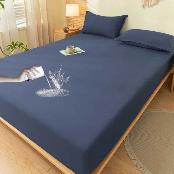 TPU waterproof solid color elastic mattress cover, easy-care breathable sheet in single XL size M241018