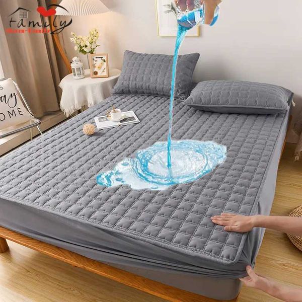 100% waterproof cotton mattress cover, thick solid-color protective bed sheet M241018