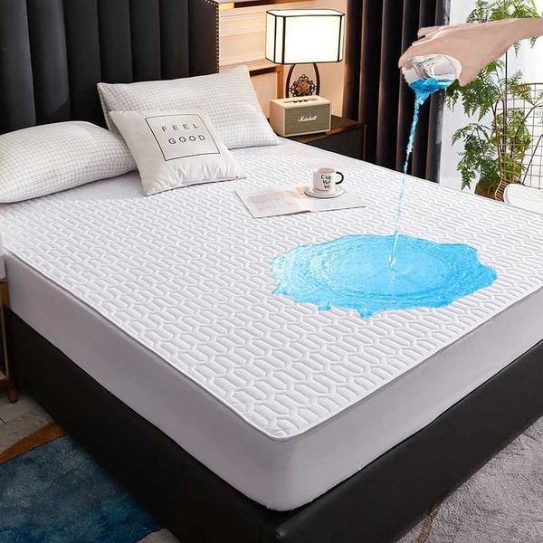 Waterproof antibacterial mattress protector with adhesive sheet, latex pad sizes 150x200, 180x200, 200x200 model M241018