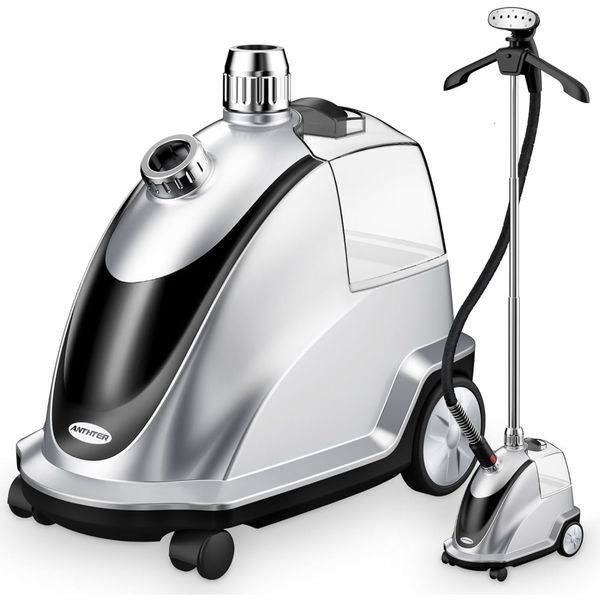 Clothes, 1500W Powerful Standing Garment Steamer With Roll Wheels, 2.4L Water Tank For 90 Mins Continuous Steaming
