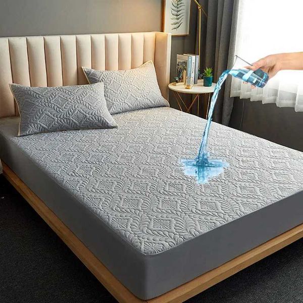 Fashionable waterproof mattress protector for 140x200 and 160x200 beds, solid color fitted sheet without pillow