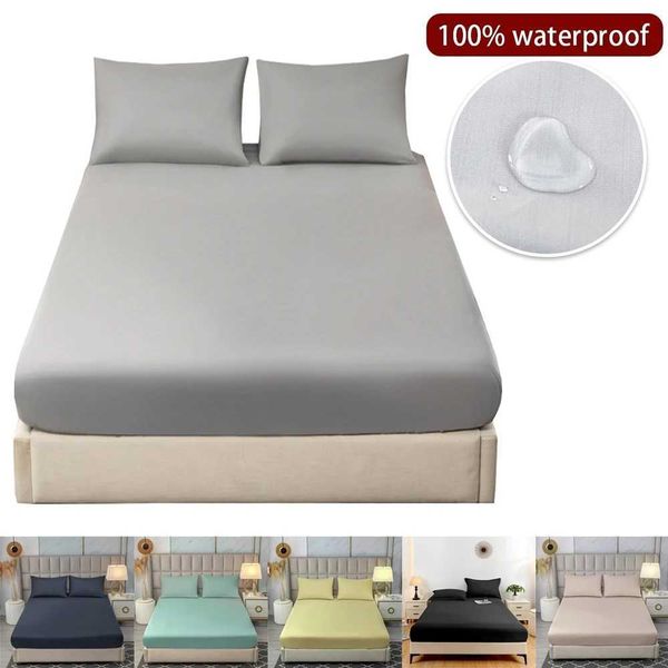 Waterproof elastic bed sheet protector pad with rubber straps for single and double beds, no pillowcases included M241018