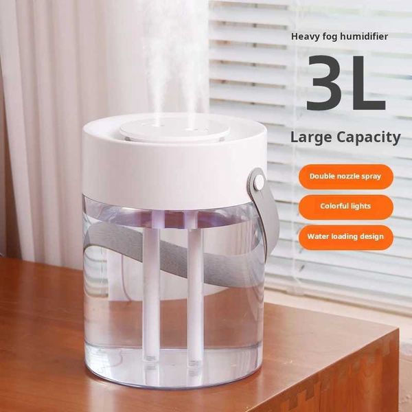 New 3L Double Spray Humidifier Usb Large Capacity He te Bedro Luminous Digital Display Humidifier Y241104