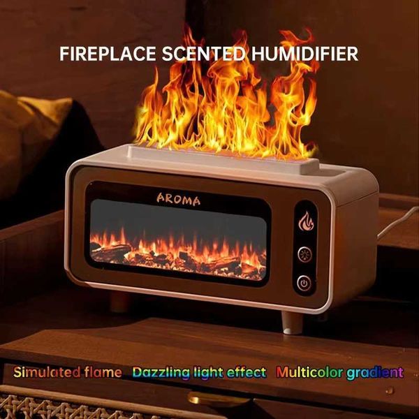 New retro silent humidifier desktop traditional simulated flame diffuser can add essential oils Y241029