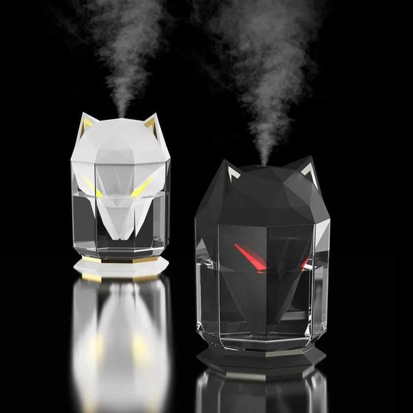 New portable color changing LED light wolf air humidifier for timed relaxation! Efficient 600ML USB diffuser with E Y241104
