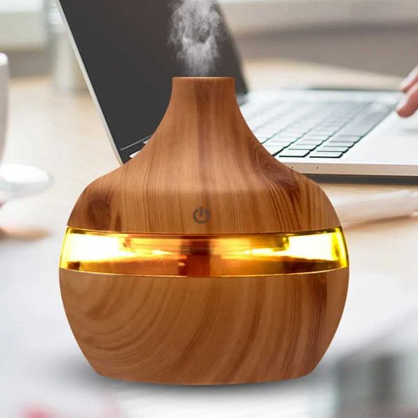 300ML USB Air Humidifier Electric Ara Diffuser Mist Wood Particle Oil Diffuser Used for Car Shutdown It Has 7 LED Lights Humidifier Y241104