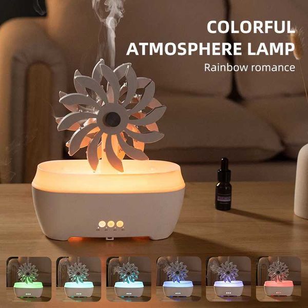Raindrop Windmill Aratherapy Humidifier hine Control Desktop Oil Diffuser He Fog Quantity Night Light Remote Y241104