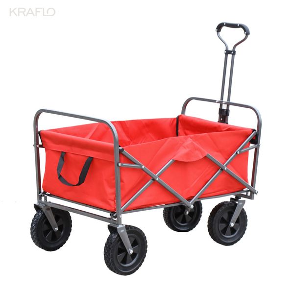 outdoor garden supplies red multipurpose micro collapsible beach trolley cart kraflo camping folding wagon
