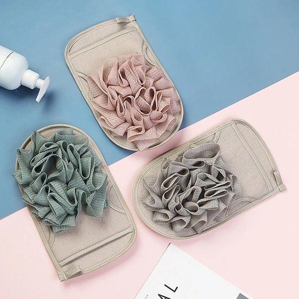 Bath gloves for adults featuring double-sided mesh sponge design, ideal for exfoliating and cleaning in the shower