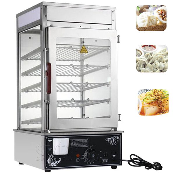 Commercial stainless steel electric bun steamer with table base for warming bread and food