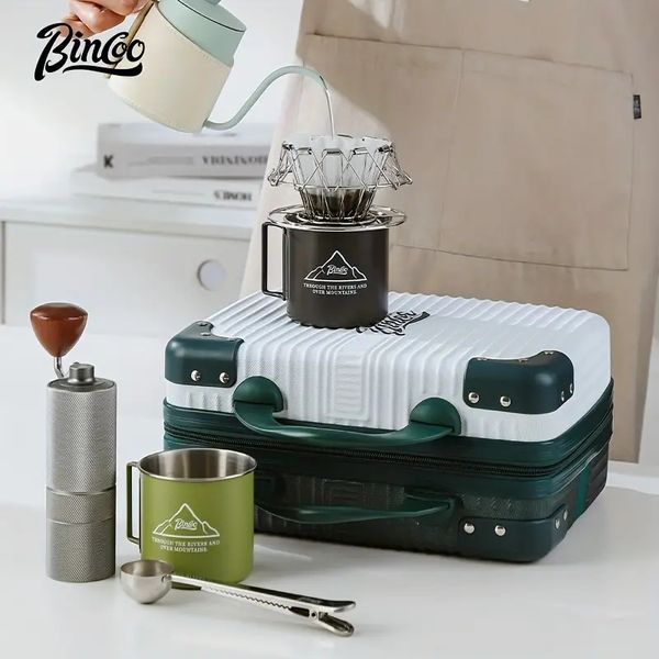 Bincoo Coffee Outdoor Travel Case High Beauty Portable Case Handmade Coffee Set Italian Mocha Pot