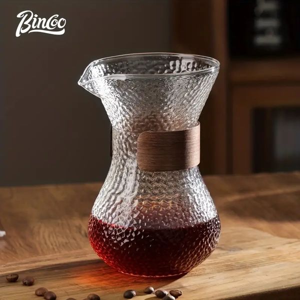 Portable 400ml borosilicate glass pour over coffee maker with reusable dripper and carafe