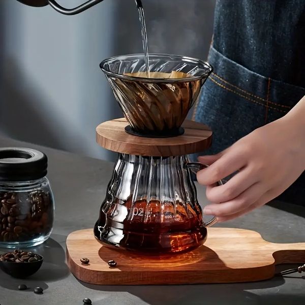 1pcs High Borosilicate Glass Coffee Funnel, Cold and Heat Resistant, Insulated Coffee Filter
