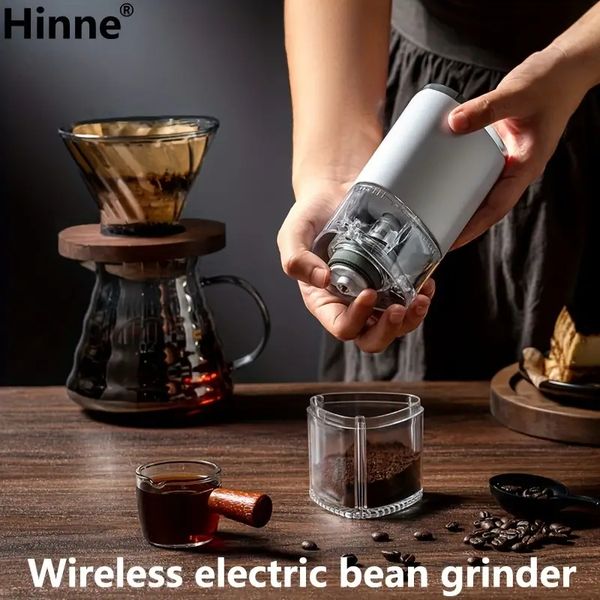 1pc Portable USB Wireless Hand Grinder Coffee Grinder Detachable Small Household Hand Grinder Coffee Bean Type-C Rechargeable, Ceramic Grind  

Compact USB-powered portable coffee grinder with detachable design, ceramic burrs, and Type-C charging for home use