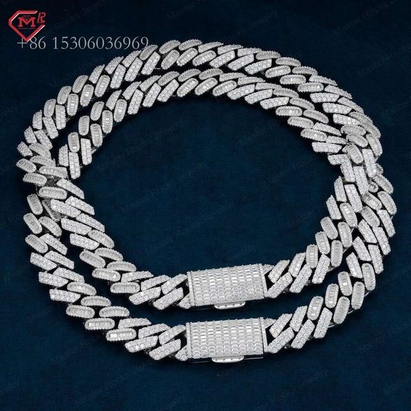 

Hiphop 18Mm Miami Cuban Link Chain Iced Out Sterling Sier Moissanite Cuban Link Chain