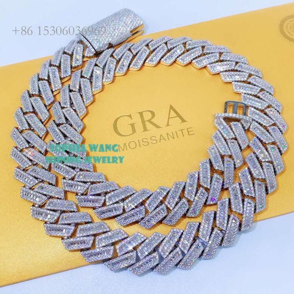18Mm 20 Inches Sterling Sier Vvs Moissanite Baguette Diamond Cuban Link Chain 
18Mm 20 Inches Sterling Sier Vvs Moissanite Baguette Diamond Cuban Link Chain