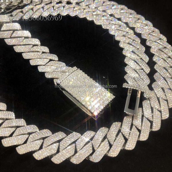 D Color Iced Moissanite Vvs 20Mm Hip-Hop Jewelry Necklace Miami Sterling Sier Moissanite Cuban Chain Necklace Customized
D Color Iced Moissanite Vvs 20Mm Hip-Hop Jewelry Necklace Miami Sterling Sier Moissanite Cuban Chain Necklace Customized