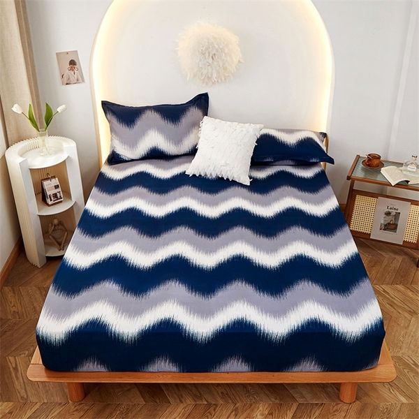 1pc 100% polyester printed fitted sheet set with elastic edges and matching pillowcases, order ref 220901