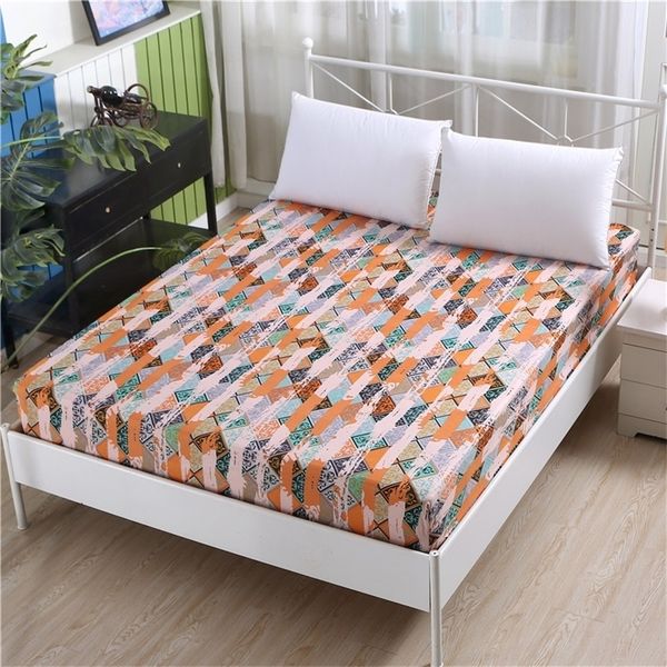 LAGMTA 1pc 100% polyester printing fitted sheet mattress cover with elastic band on all four corners, bed sheet 220901