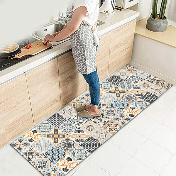 Nordic-style waterproof kitchen and bathroom rug set for entrance and floor