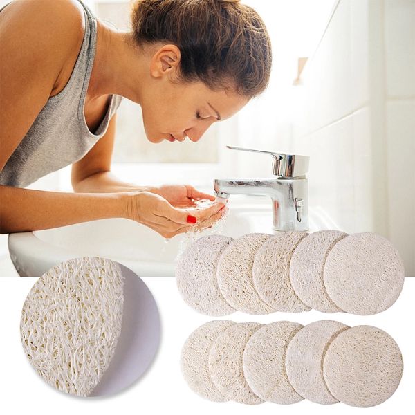 6CM Natural Round Loofah Lotion Cleansing Tablet Makeup Removing Facial Compound Skin Disc Pad Facial Cleaning Brush Infant Care