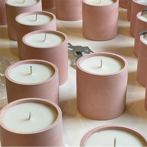 Candles Cement Storage Jar Silicone Mold for Concrete Vessel Round Cup Pen Holder 221108