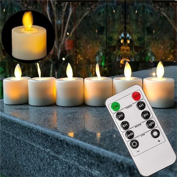 Candles Pack of 6 or 12 Remote-Controlled Decorative Flameless Dancing Flame Votive Tealights with Timer