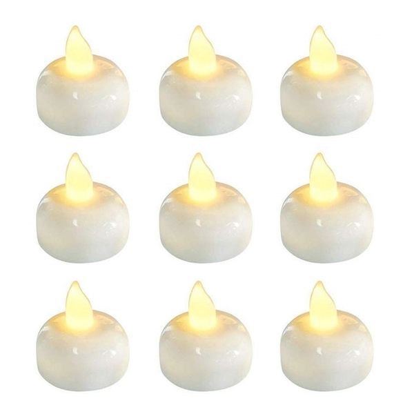 Set of 4 waterproof LED candles with flickering flame effect, battery-powered for pools and spas