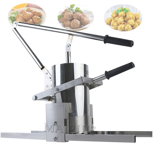 Compact manual meatball press machine for creating pork and vegetable balls
