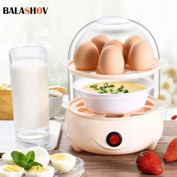 Two perfect layers of a convenient and delicious mini egg boiler steamer - multifunctional and ideal for cooking and poaching egT250121