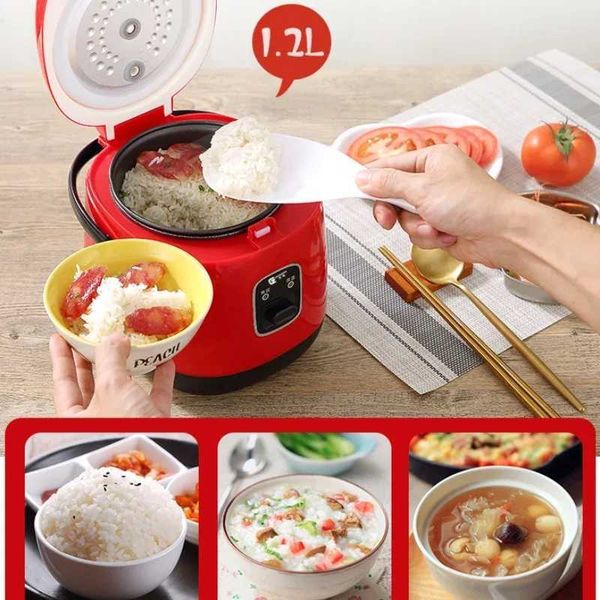 Electric mini rice cooker with 2 layers stainless steel liner portable egg boiler steamer food warmer Chinese food maker poT250121