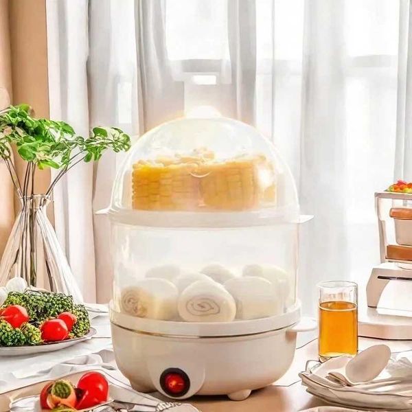 Electric egg cooker kitchen breakfast machine new multi-functional 220V double layer egg cooker mini steamer egg cooker Boba teaT250121