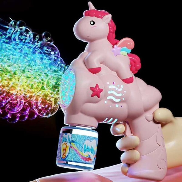 Electric bubble gun childrens toy bubble machine automatic soap hair dryer with light outdoor party childrens gift fantasy toy S25411