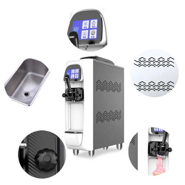 Commercial Mini Soft Ice Cream Machine Single Flavor Super Silence Small Desktop Gelato Maker  

Rewritten as:  
Compact single-flavor soft serve ice cream maker with quiet operation for small spaces