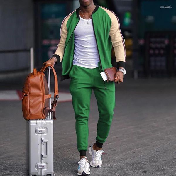 men's tracksuits 2023 youth fashion stand collar zipper shirt suit retro color matching contrast casual sports lqz8, Gray
men's tracksuits 2023 youth fashion stand collar zipper shirt suit retro color matching contrast casual sports lqz8, Gray