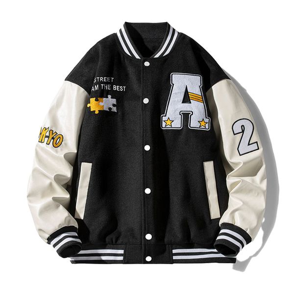 spring and autumn men's jacket crewneck women's short baseball clothes spliced hip hop street wear couple style coat fashion briti, Black;brown
spring and autumn men's jacket crewneck women's short baseball clothes spliced hip hop street wear couple style coat fashion briti, Black;brown